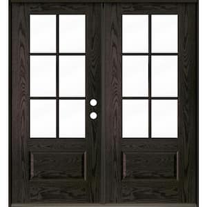 Farmhouse 72 in. x 80 in. 6-Lite Left-Active Inswing Clear Baby Grand Stain Double Fiberglass Prehung Front Door