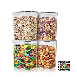 Airtight Food Storage Containers with Locking Lids-4 Pack (1.6 l /54.10 oz.) with Measuring Spoons and Labels