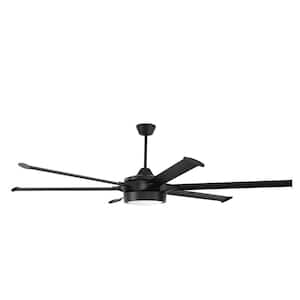 Prost 78 in. Indoor/Outdoor Flat Black Finish Ceiling Fan with Smart Wi-Fi Enabled Remote and Integrated LED Light