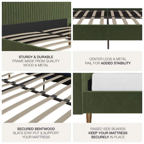 Mr. Kate Daphne Olive Green Velvet Wood Frame Full Upholstered