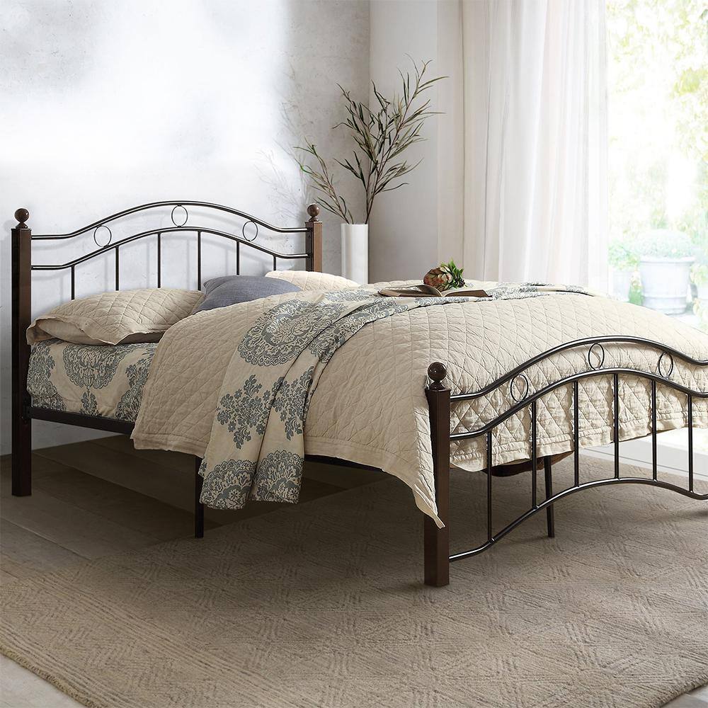 Averny Full Black and Brown Metal Platform Bed