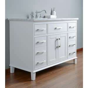 48 in. Leigh Single Sink Bathroom Vanity in White with Carrara Marble Vanity Top in White with White Basin