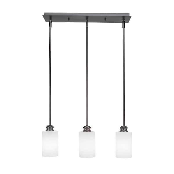 Unbranded Albany 60-Watt 3-Light Espresso, Linear Pendant Light with 4 in. White Matrix Glass and No Bulbs Included