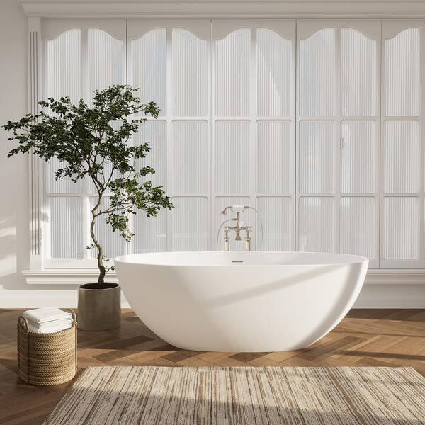 Altair Euston 65 in. x 30 in. Soaking Bathtub with Center Drain in Matte White