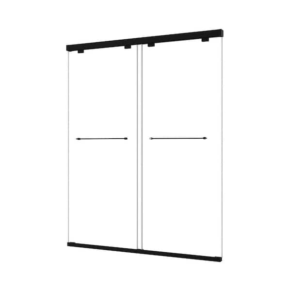 60 x 76 in. North American Frameless Double Sliding Matte Black Shower Door, 8mm Glass, Nano Clean