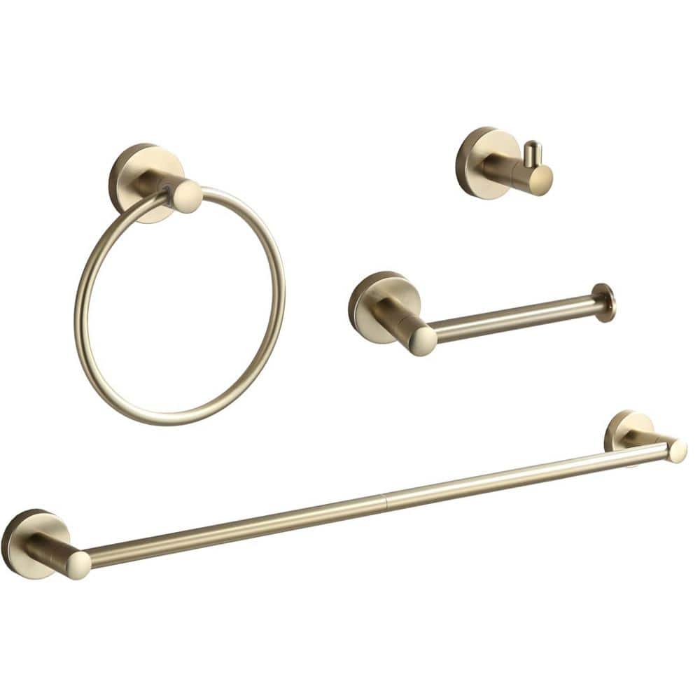 Brushed Gold 24" Wrought Iron 4-Piece Bathroom Hardware Set