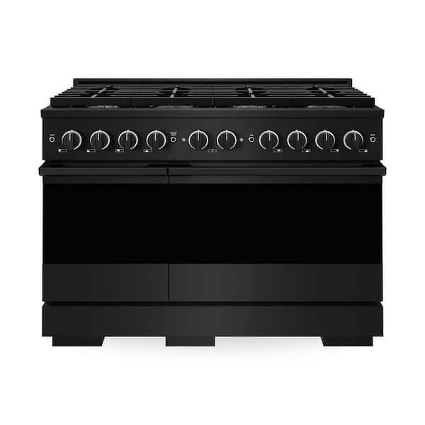 48 in. 6.7 cu. ft. Marino Freestanding Gas Range with 8 Burner Cooktop and Convection Gas Oven in Black Stainless Steel
