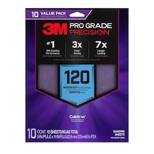 Pro Grade Precision 9 in. x 11 in. 120 Grit Faster Sanding Sheets with No-Slip Grip Backing (10-Pack)