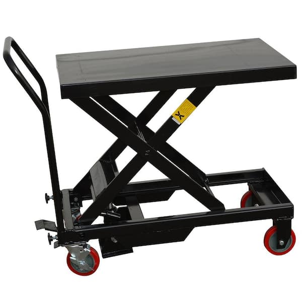 BLACK BULL Steel Hydraulic 4-Wheeled Table Cart in Black