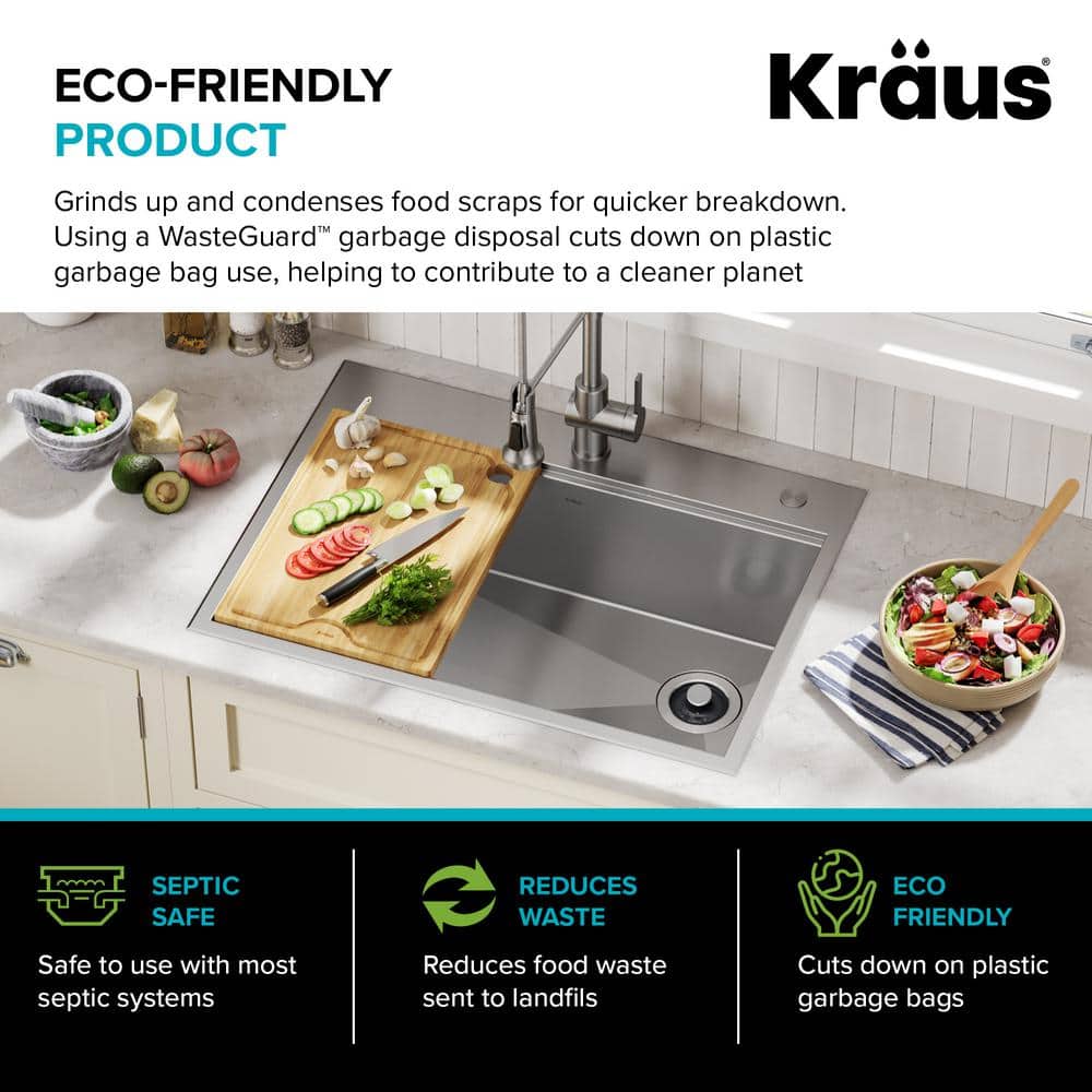 Matte Black Continuous Feed Garbage Disposal with 3/4 HP Motor