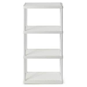 White Solid Plastic Easily Assembled Light Duty Shelving Unit 24 in. L x 12 in. W x 48 in. H