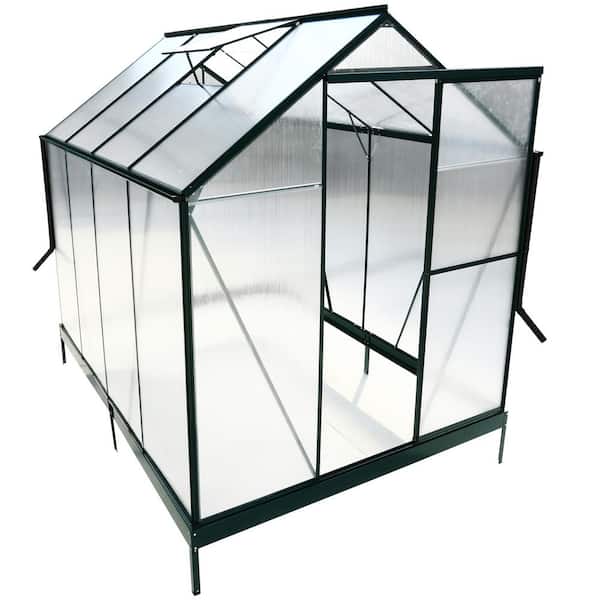 6 ft. x 8 ft. Green Polycarbonate Greenhouse and Heavy Duty Outdoor Aluminum Walk-in Green House Kit