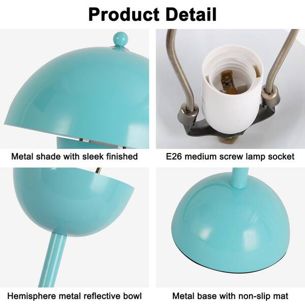 Zompoo Modern 13.4 in. 1-Light Light Blue Flowerpot Table Lamp for