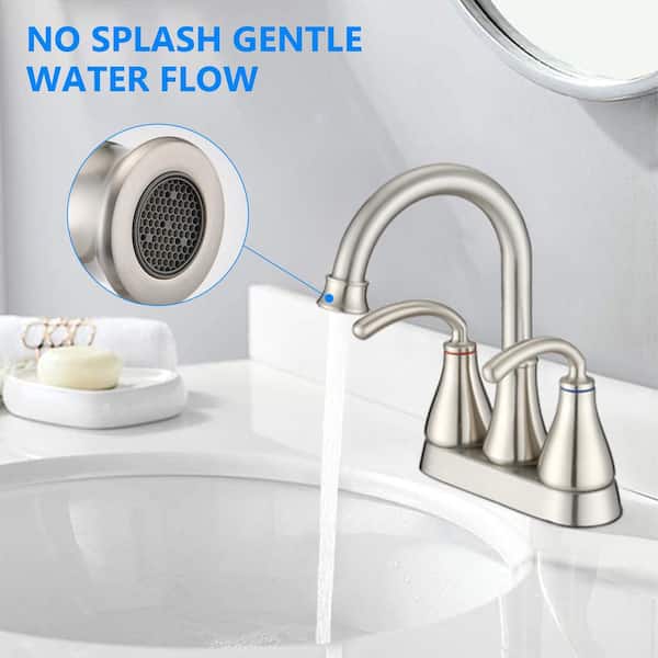 Unbranded 4 in. Centerset 2-Handle Zinc Bathroom Sink Faucet with Pop-up Drain, Rust and Corrosion Resistant in Brushed Nickel