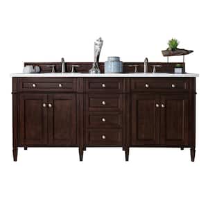 Brittany 72.0 in. W x 23.5 in. D x 34 in. H Bathroom Vanity in Burnished Mahogany with White Zeus Quartz Top