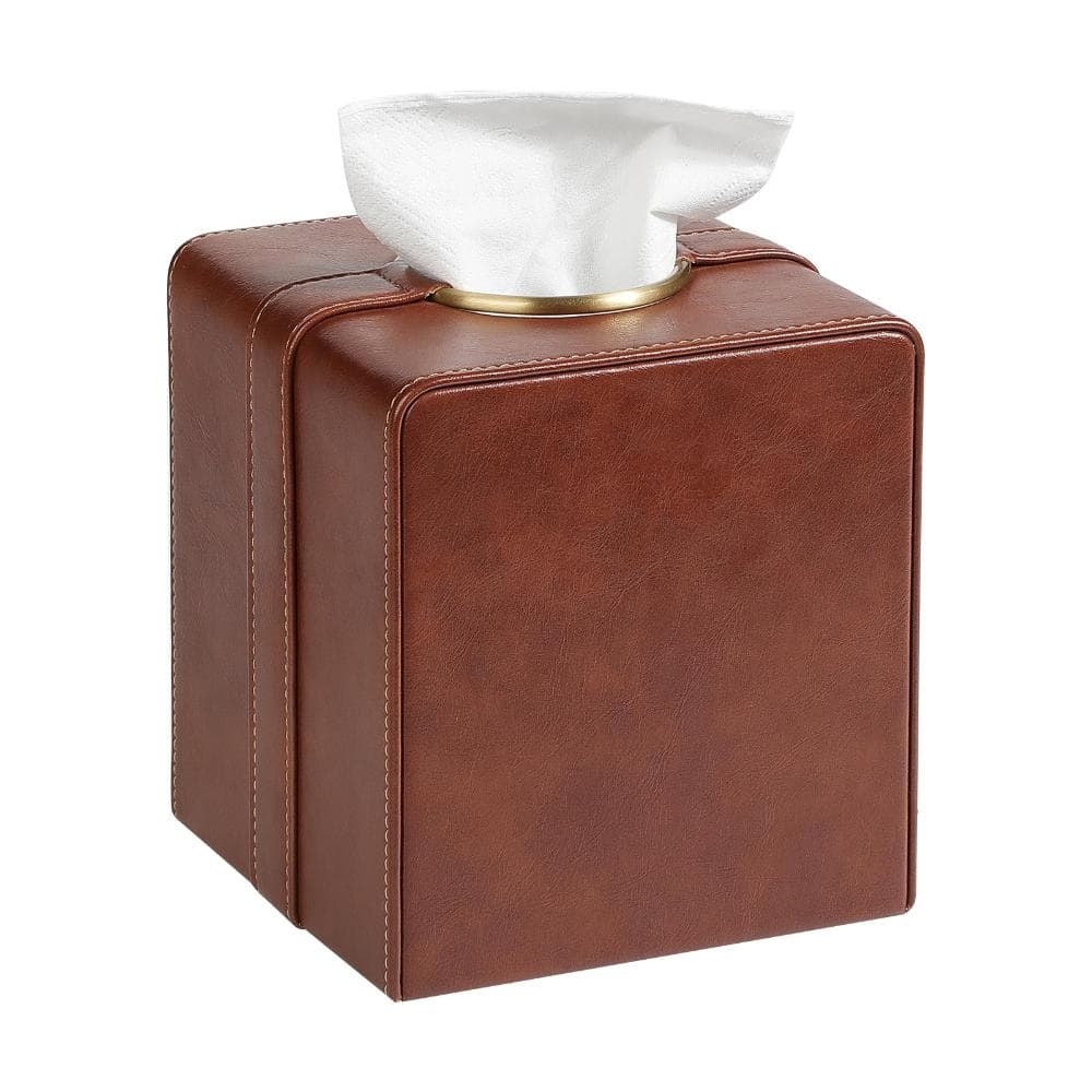 Luxury Square PU Leather Tissue Box Cover with Magnetic Closure