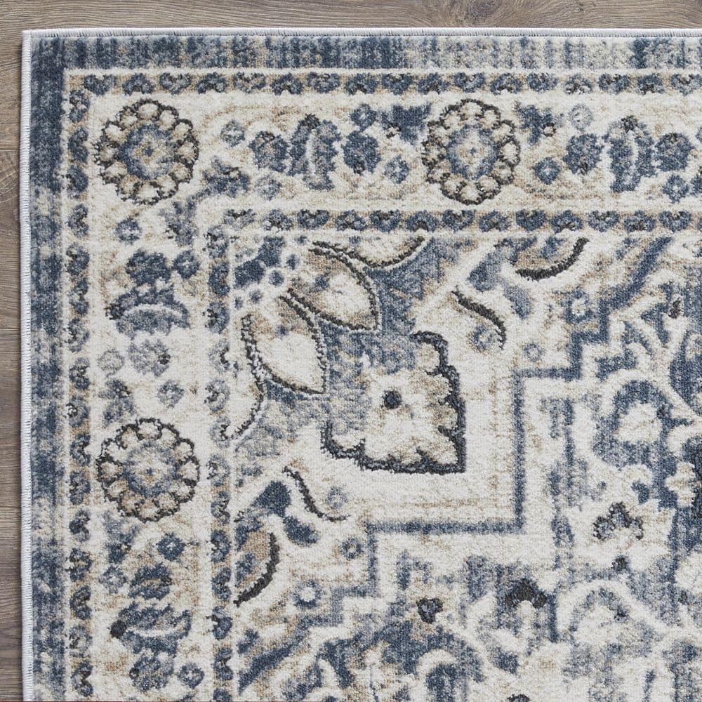 Rectangular Blue Synthetic Easy Care 4' x 6' Area Rug