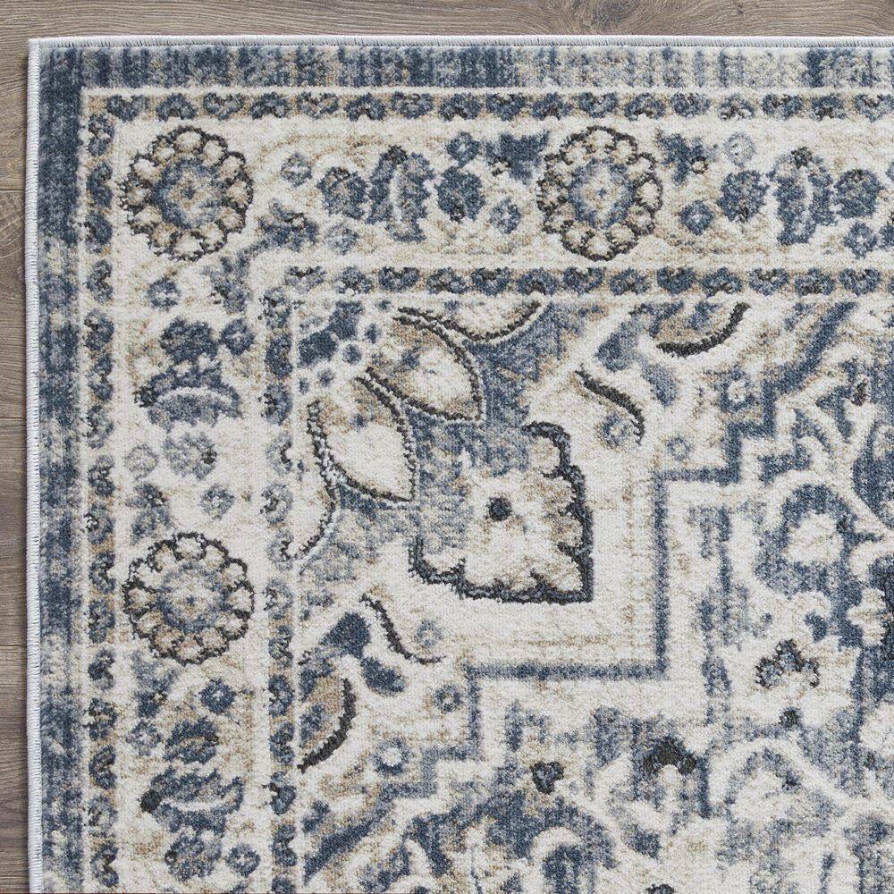 Elegant Blue Oriental-Inspired 8' x 10' Synthetic Area Rug