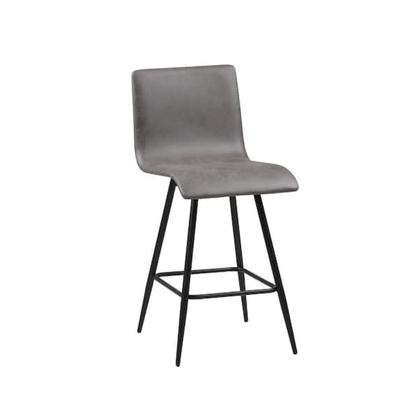Adams 25 in. Grey Wood Counter Stool with Faux Leather Swivel