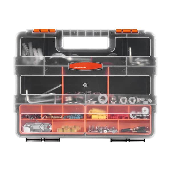 Small Parts Organizer, Hardware Storage Box with Removable Dividers & Portable Handle for Nuts, Bolts, Screws, Nails