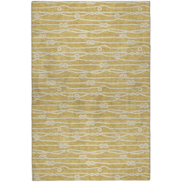 Dream Shag Premium Machine Washable Abstract ADS152 Gold 8 ft. x 10 ft. Area Rug