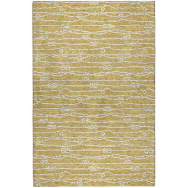 Dream Shag Premium Machine Washable Abstract ADS152 Gold 9 ft. x 12 ft. Area Rug