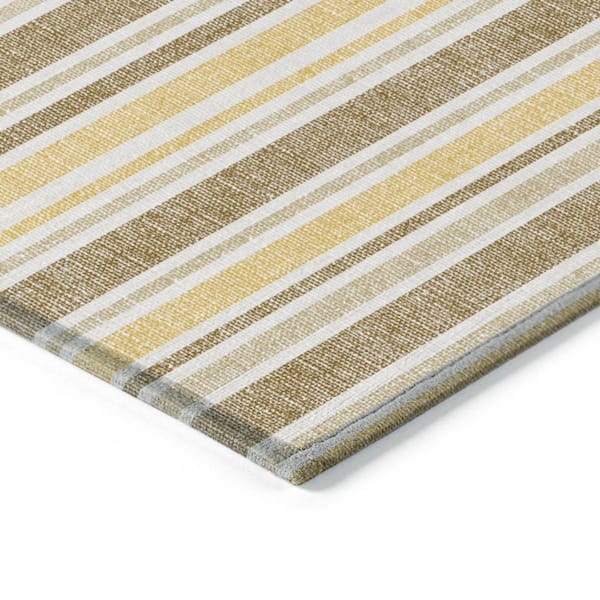 Brown, Orange 5 ft. x 8 ft. Woven Striped Polyester Rectangle Indoor / Outdoor Area Rug