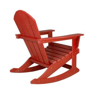 AMOS Red Outdoor Rocking Poly Adirondack Chair