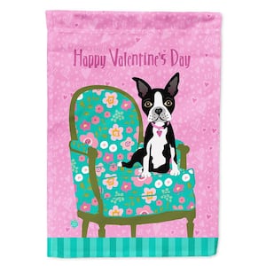 11 in. x 15-1/2 in. Polyester Happy Valentine's Day Boston Terrier 2-Sided 2-Ply Garden Flag