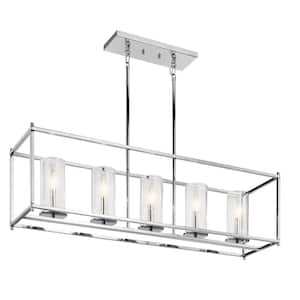 Crosby 41.25 in. 5-Light Chrome Contemporary Candlestick Linear Chandelier for Dining Room