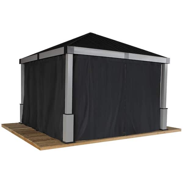 Lena 12 ft. x 12 ft. Black Polyester Curtains For Gazebo