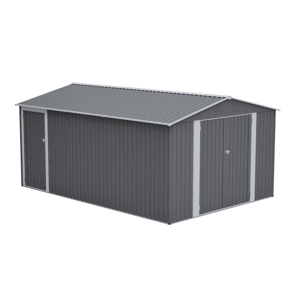 10 ft. W x 14 ft. D Gray Metal Storage Shed, Outdoor Tool Shed with 3 Doors, 4 Air Vents for Backyard price history on PriceWatchPro