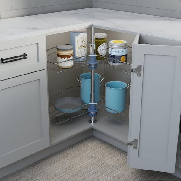 28 in. Kitchen Corner In-Cabinet Organizers with 270° Rotating for Storing Pot, Containers, Spice Jars and Kitchen Item