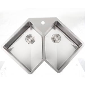 Drop-In Stainless Steel 36.375 in. 1-Hole 50/50 Double Bowl Kitchen Sink in Chrome