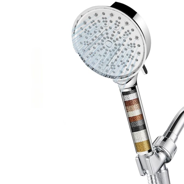 Lukvuzo 6-Spray Wall Mount Handheld Shower Head High Pressure 1.8 GPM in Chrome with Filter Beads Reduces and Remove Chlorine
