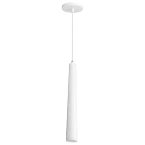 Melrose 12-Watt 1-Light Matte White Cylinder Integrated LED Mini Pendant Light with Clear Acrylic Shade