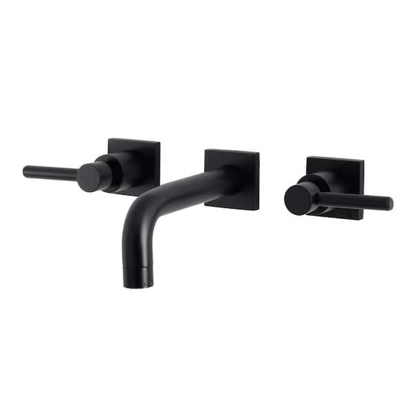 Kingston Brass Concord 2-Handle Wall Mount Bathroom Faucet in Matte Black