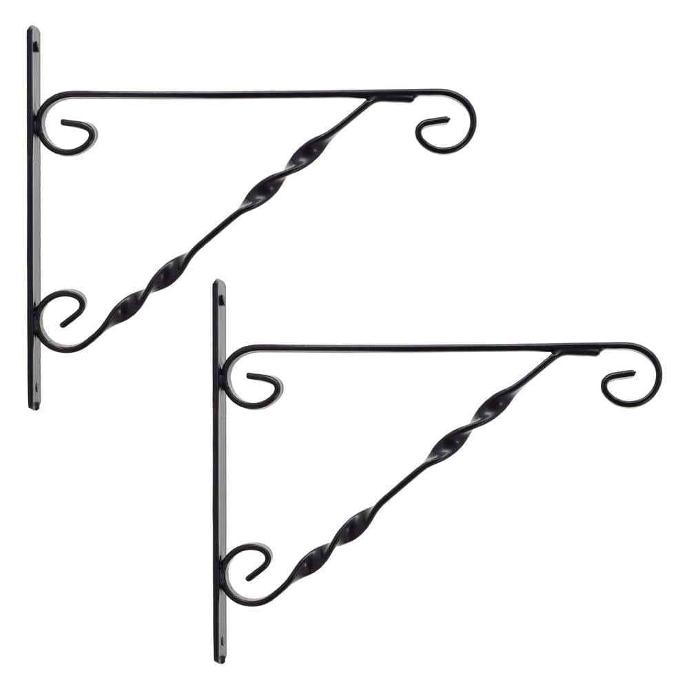 Hebron 12 in. Black Metal Alloy Plant Bracket (2-Pack)