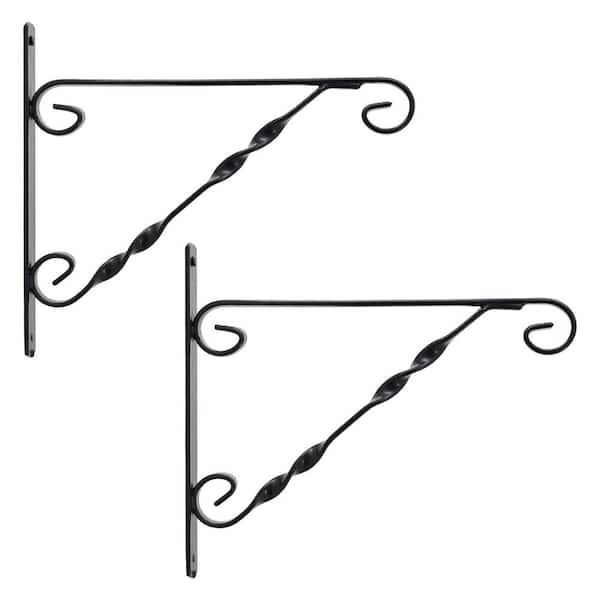 Hebron 12 in. Black Metal Alloy Plant Bracket (2-Pack)