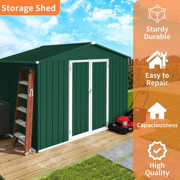 ToolCat 6 ft. W x 8 ft. D Metal Storage Shed with Vents for Garden