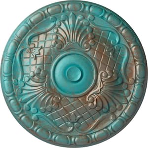 15-3/4 in. x 5/8 in. Amelia Urethane Ceiling Medallion (Fits Canopies upto 4-1/8 in.), Copper Green Patina