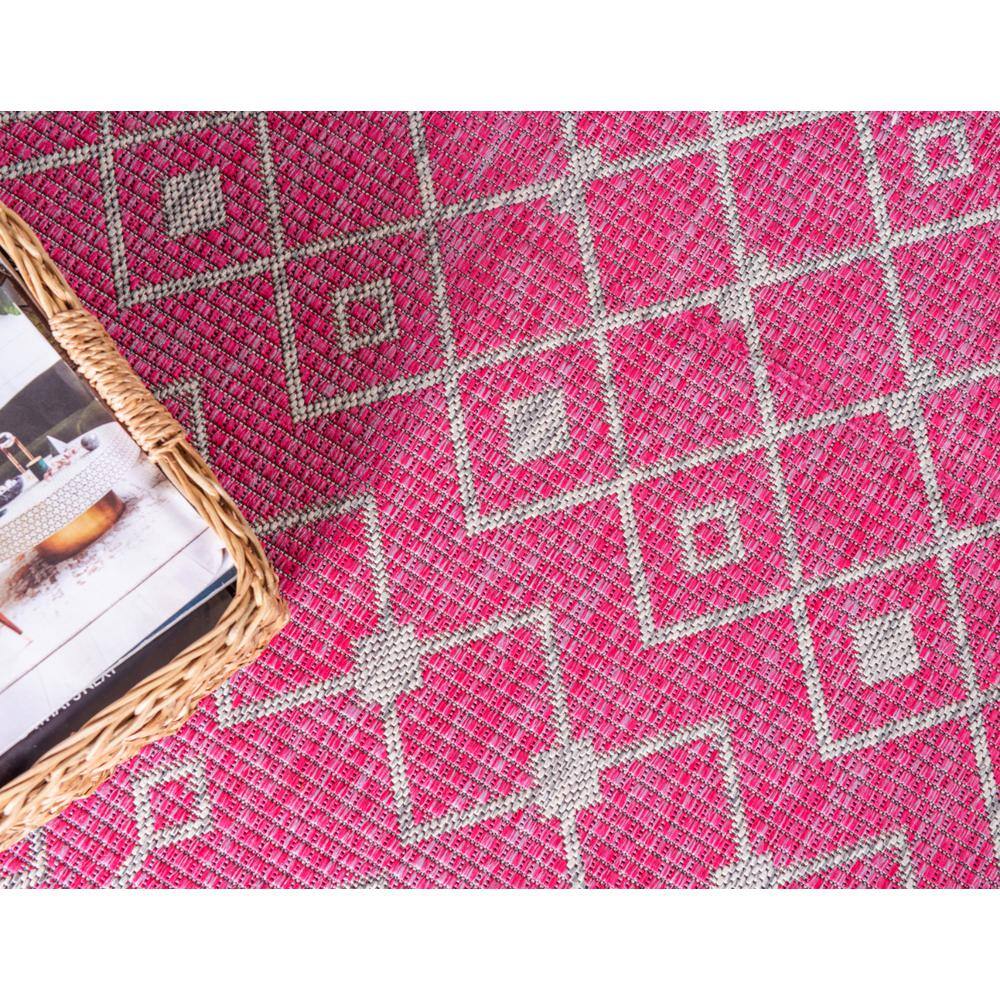 Fuchsia and Beige Synthetic Outdoor Trellis Rug