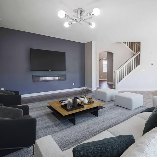 ZJVAIVE 18.11 in. 4-Light Modern Sliver Nickel Semi- Flush Mount