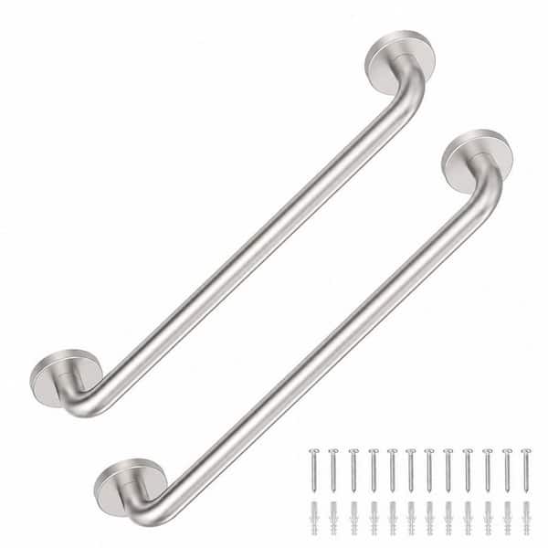 24 in. Stainless Steel Assist Bath Handle, Shower Grab Bar in Brushed Nickel with Concealed Screws (2-Pack)