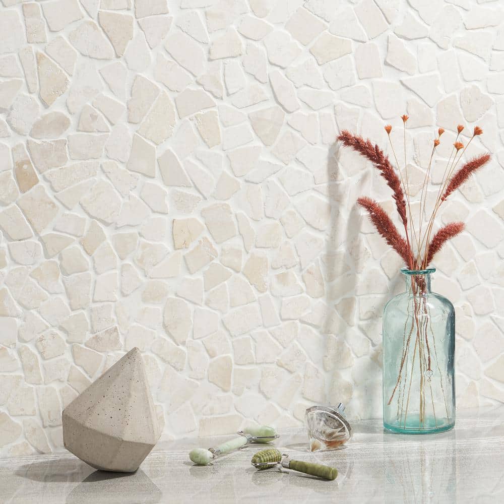 White Slate Pebble Mosaic Tile for Indoor and Outdoor