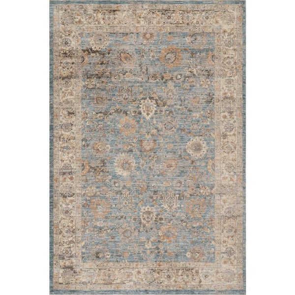 8 ft. x 10 ft. Blue Rada Traditional Vintage Floral Indoor Area Rug