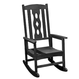 Carved Back Black Rocking Plastic Adirondack Chair