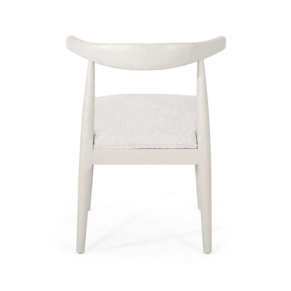 Beige Upholstered Rubberwood Dining Side Chairs, Set of 2
