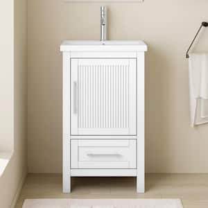 Elorae 20 in. W x 15.55 in. D x 35 in. H Single Sink Bath Vanity in White Finish with White Ceramic Top