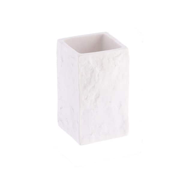 EVIDECO French home goods Stone Effect Freestanding Bath Tumbler Cup / Toothbrush Holder White